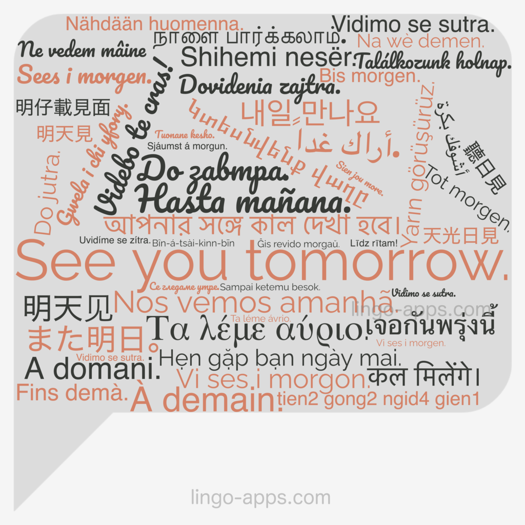 See you tomorrow in different languages